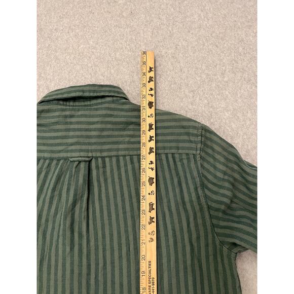 Free Assembly Button Up Shirt Mens L Long Sleeve Striped Organic Cotton Green - Picture 13 of 16